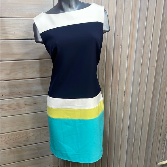 Roz & Ali Dresses & Skirts - Roz & Ali White and Blue Sheath Mini Dress